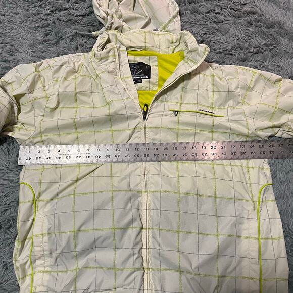 Oakley Plaid Cream Yellow Nylon Wind Breaker Outdoor Jacket Men’s XXL Hooded - Picture 5 of 10